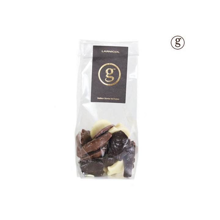 Fritures au chocolat blanc, lait et noir